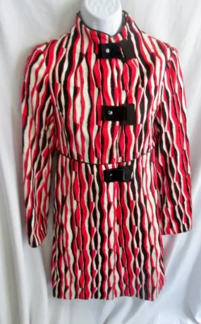 WOMENS TOCCA RED BLACK WHITE MULTI Abstract 1960s Style Jacket Coat 2 XS