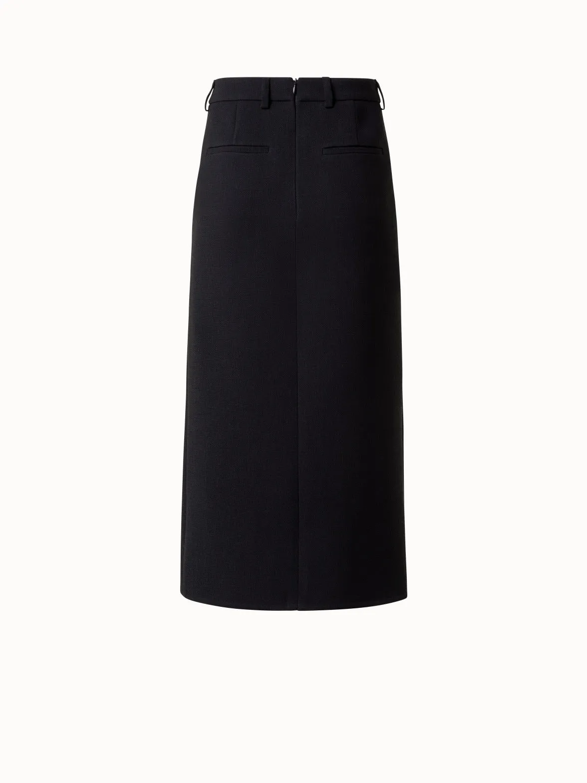 Wool Crêpe Pencil Skirt with Asymmetrical Slit