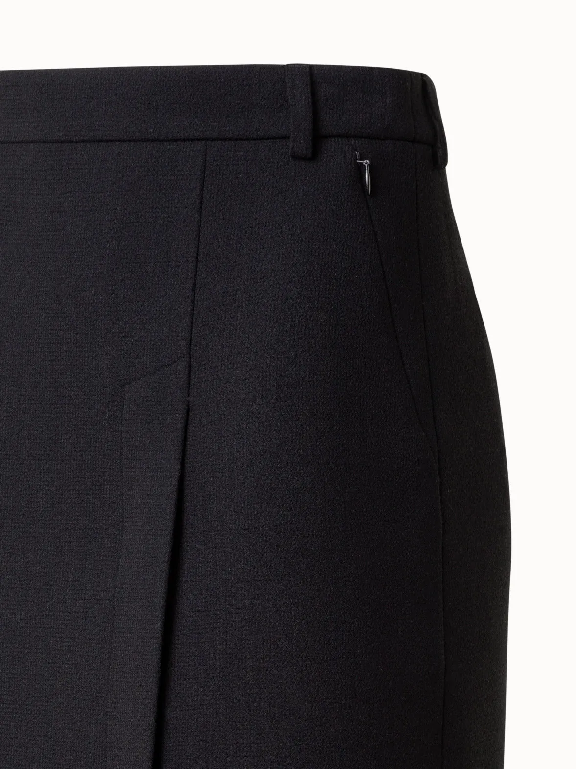 Wool Crêpe Pencil Skirt with Asymmetrical Slit